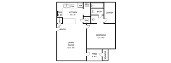 a floor plan of a house with a bedroom and a living room