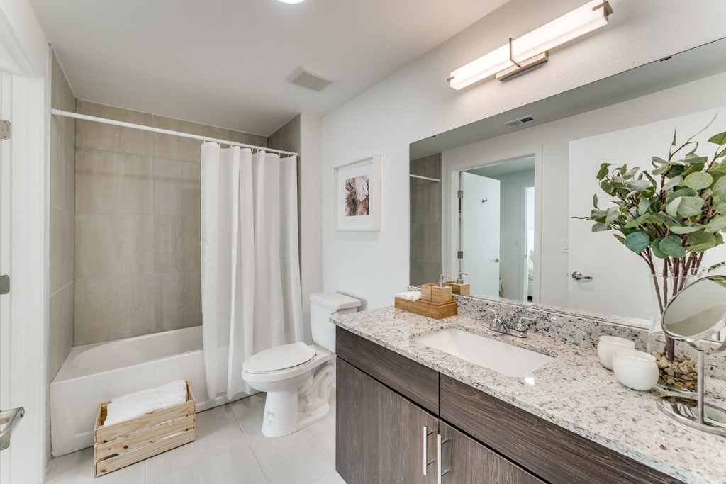 a bathroom with a sink and a toilet and a shower
