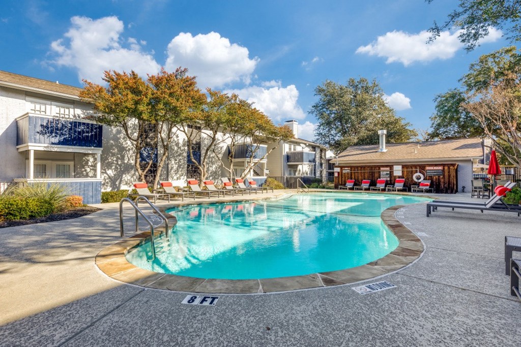 our apartments have a resort style pool with chairs