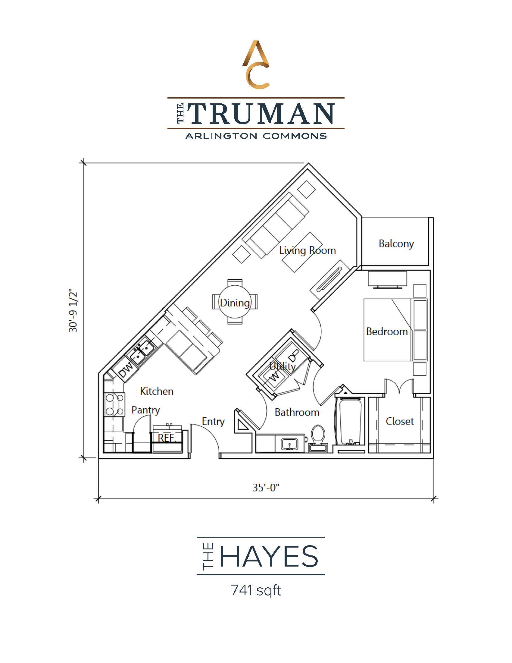 A floor plan for a home by The Truman Arlington Commons.