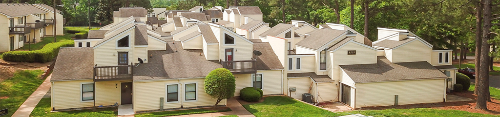 an aerial view of a large group of houses