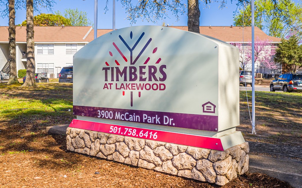 the sign for timbers at lakewood at mccain park dr