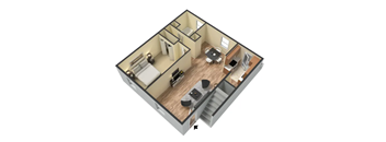 an illustration of the interior of a small apartment