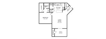 a floor plan of a house with a bedroom and a living room