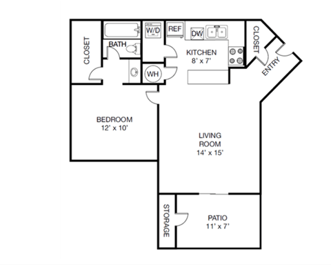 a floor plan of a house with a bedroom and a living room