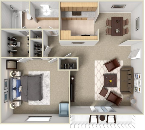 a floor plan of a studio apartment