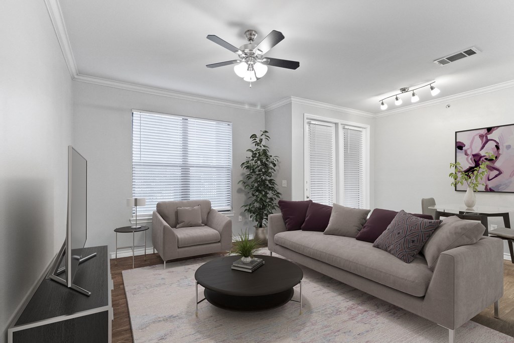 a living room with a couch and a coffee table