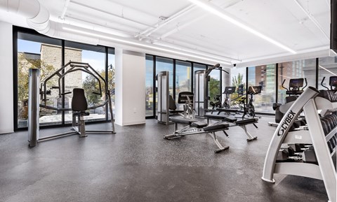 the gym at the m on hennepin apartments