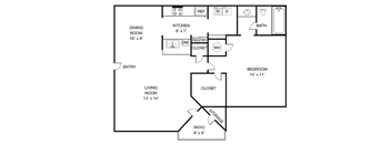 a floor plan of a house with a bedroom and a living room