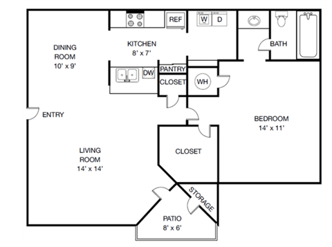 a floor plan of a house with a bedroom and a living room