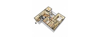 an illustration of a floor plan with a bedroom and a bathroom