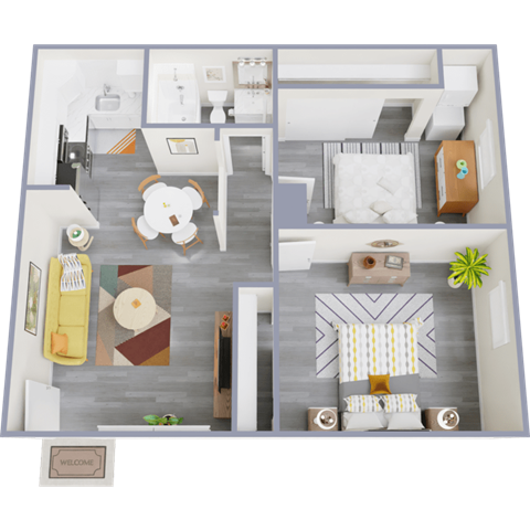 a floor plan of a 1 bedroom apartment