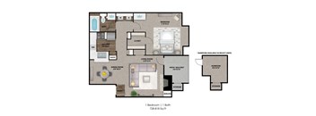 the retreat floor plan  1 bedroom 1 bath  1190 sq ft