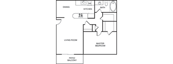 a floor plan of a house with a kitchen and a living room