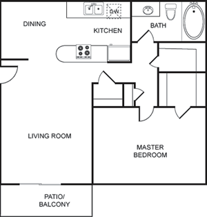 a floor plan of a house with a kitchen and a living room