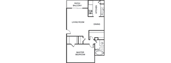 a floor plan of a house with a bedroom and a living room