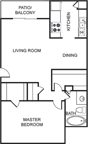 a floor plan of a house with a bedroom and a living room