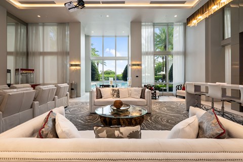 a living room with couches and a table