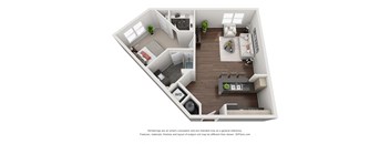 a stylized floor plan of a two bedroom apartment