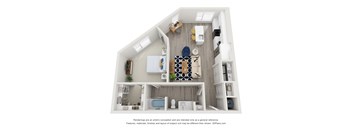 a 1 bedroom floor plan with a bathroom and a living room