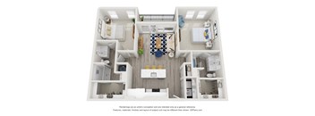 a 1 bedroom floorplan is shown in this rendering