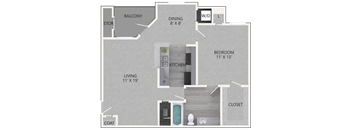1 Bedroom/1 Bathroom Floor Plan
