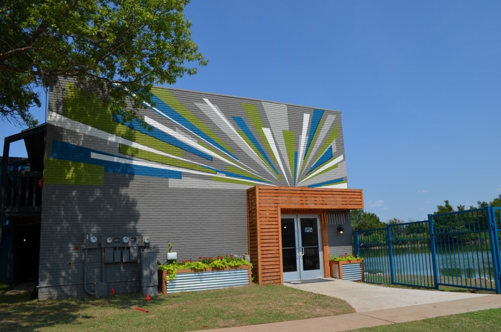 a building with a mural on the side of it