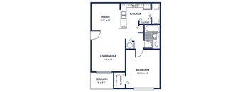 a floor plan of a house with a bedroom and a living room