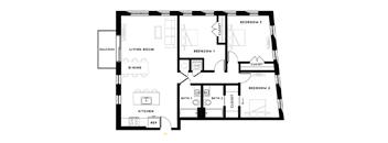 a floor plan of a unit with a bedroom and a living room