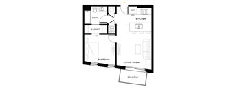 a floor plan of a room with a bedroom and a living room