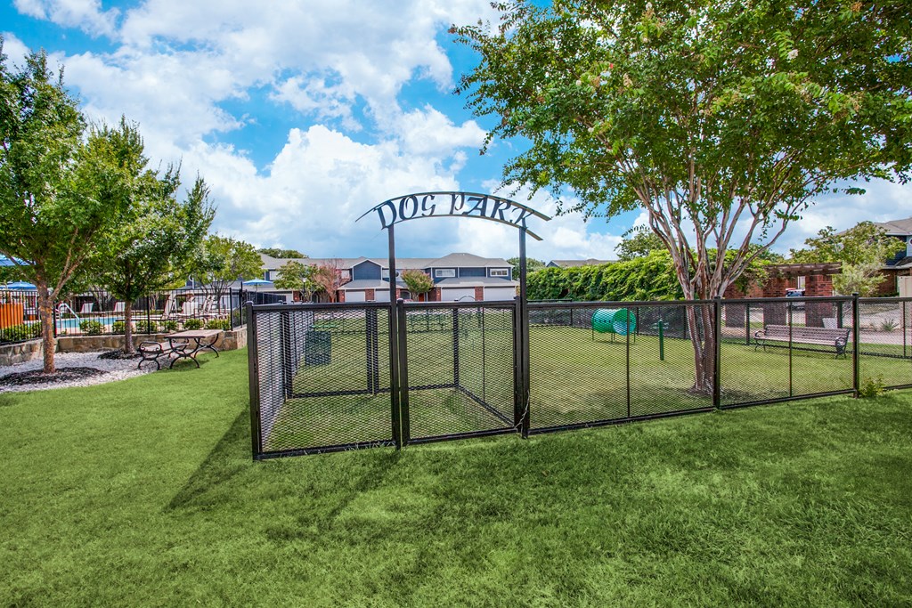 a dog park with a chain link fence and a gate