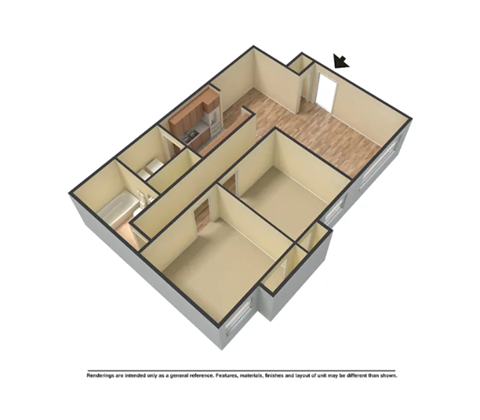 a small kitchen is shown in this illustration of a small floor plan