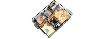 the floor plan of a house with a living room and a bedroom