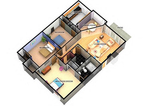 the floor plan of a house with a living room and a bedroom