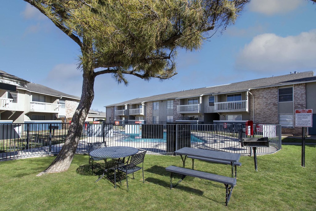 our apartments have a fenced in yard with picnic tables