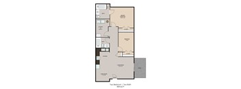 A floor plan of a two bedroom, two bath apartment.