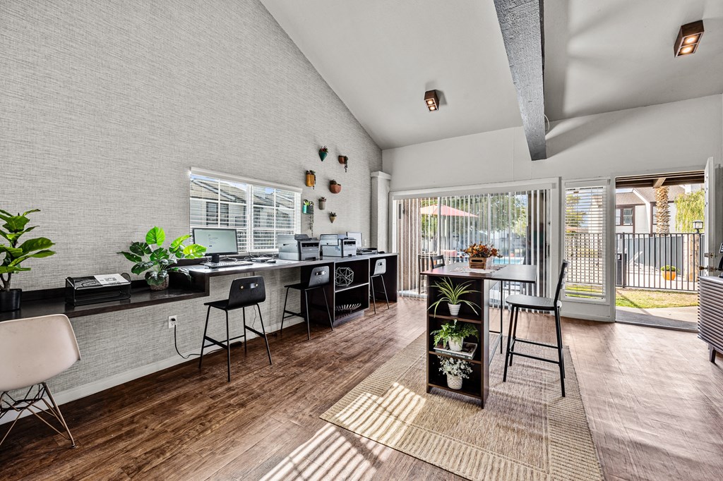 the living room and dining room