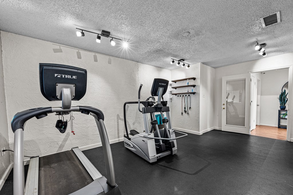 the gym at the flats at big tex apartments