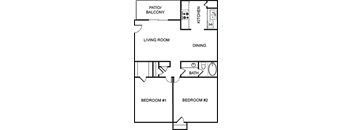 a floor plan of a house with a bedroom and a living room
