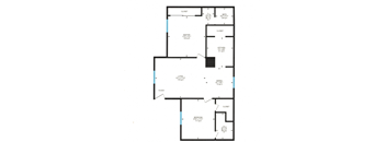 a floor plan of a home with two floors and a staircase