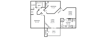 a floor plan of a house with a bedroom and a living room