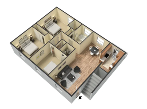 a floor plan of a small apartment with a bedroom and a living room
