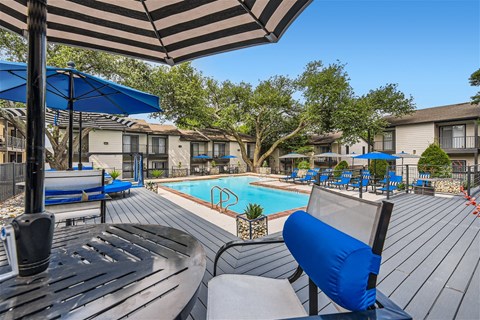 our apartments have a large pool and lounge furniture