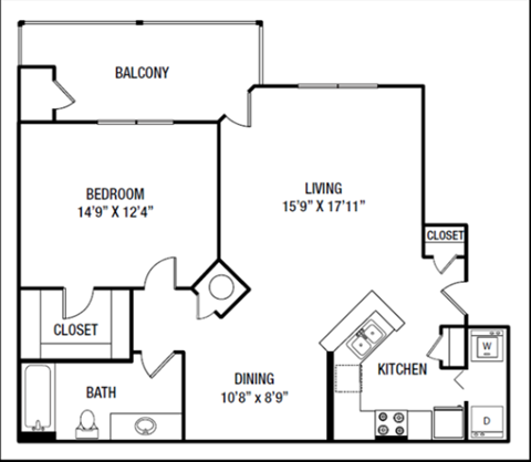 a floor plan of a bedroom apartment