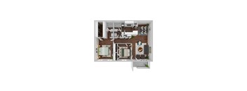a 1 bedroom floor plan with a bathroom and a living room