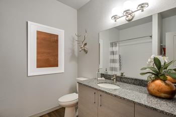 Granite countertops in bathroom