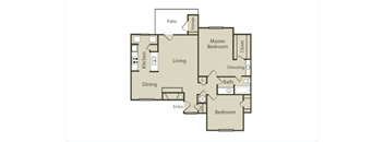 a floor plan of a two bedroom apartment with two bathrooms and a balcony