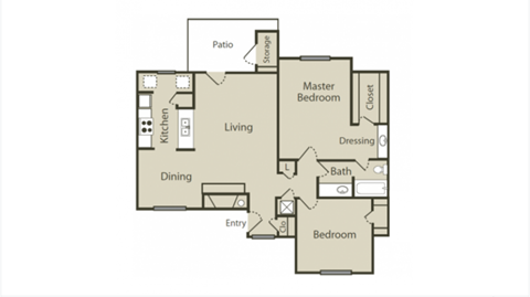 a floor plan of a two bedroom apartment with two bathrooms and a balcony