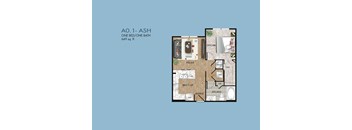 A floor plan for a one bedroom apartment with a bathroom.