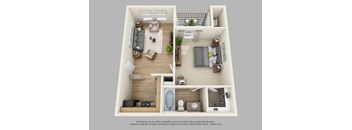 1 Bedroom A 1 Bath Floor Plan at The Palmera on 3009, Schertz